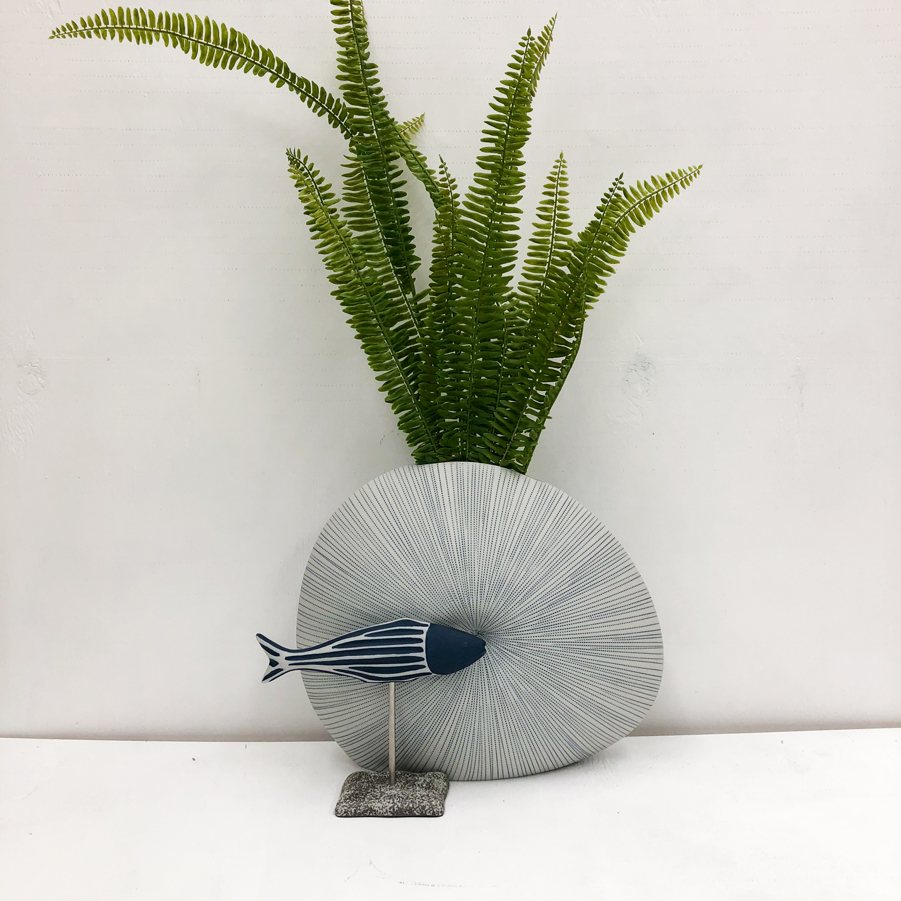 Adrian S Handmade Vase - Navy Fish