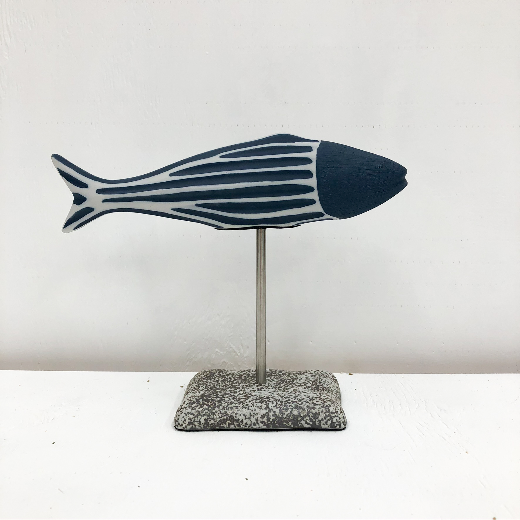 Adrian S Handmade Vase - Navy Fish