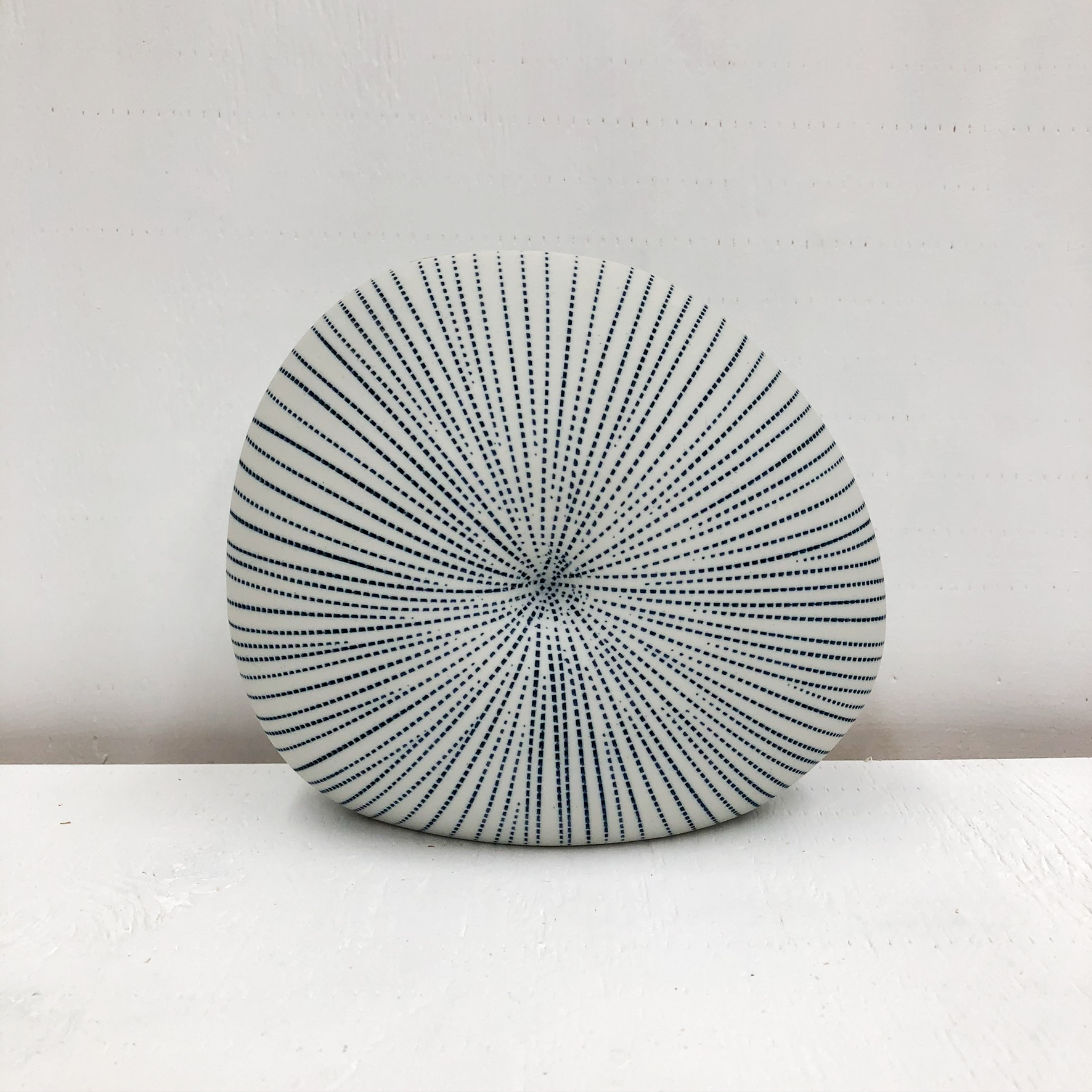 Diva Round Handmade Vase - White & Blue Dots