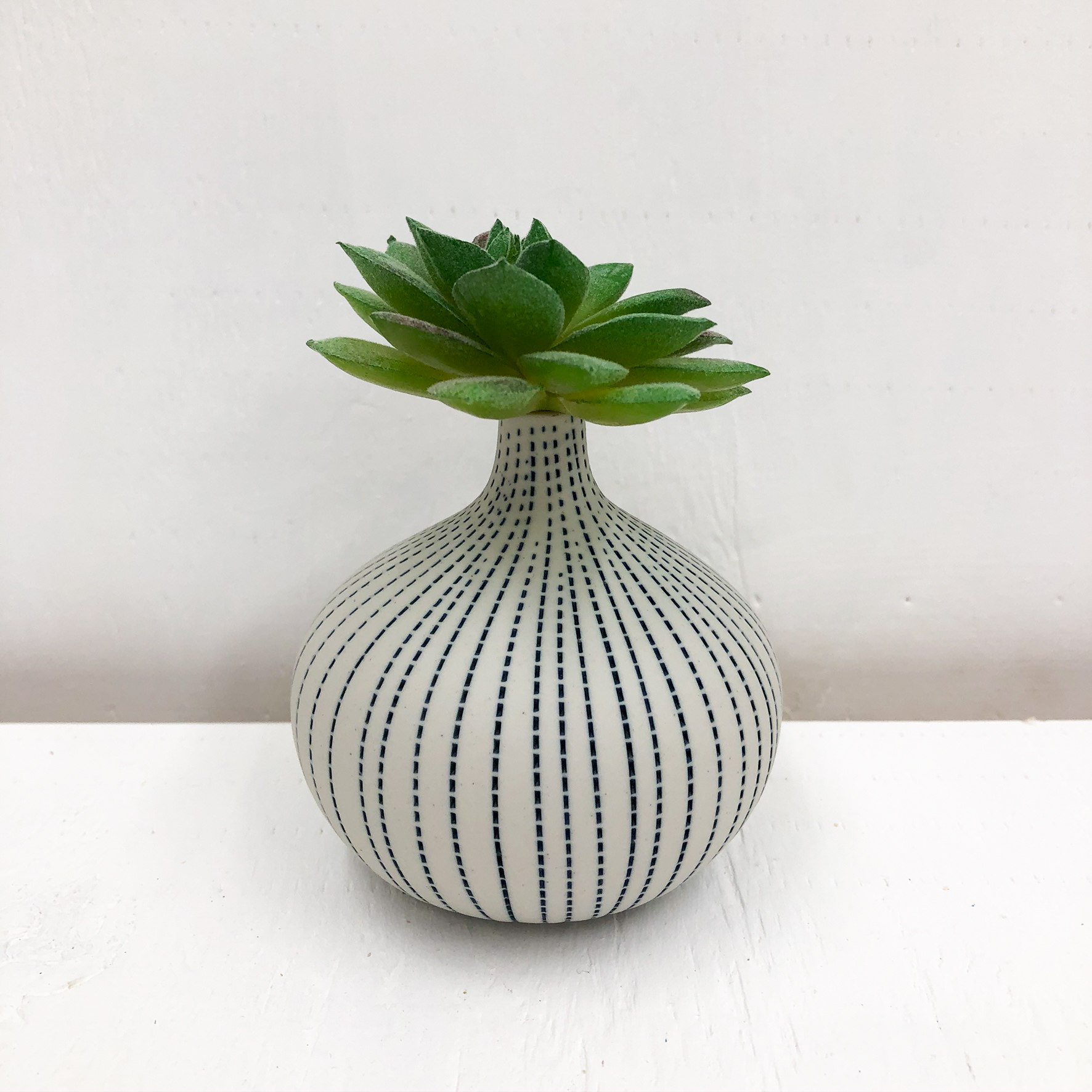 Congo Tiny L Handmade Vase - White & Blue Dots