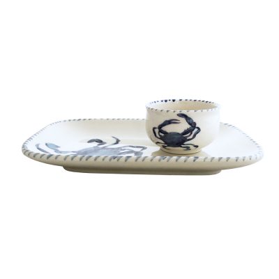 Blue Crab Tray and Small Bowl Set ( tray 9 3/4”l, 7”w, bowl 3.5”d, 2”h)